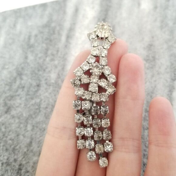 Vintage Rhinestone Fringe Brooch, Retro Deisgn, Lapel Pin, Estate - Picture 4 of 6